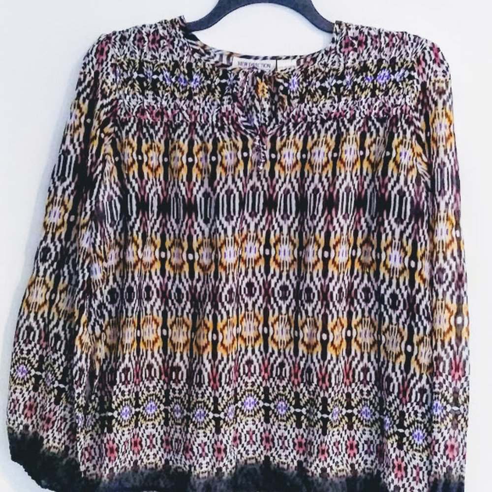 Long sleeve Blouse Ikat pattern